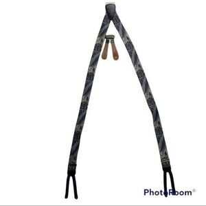 Vintage Trafalgar City Night Skyline Print Silk & Leather Braces Suspenders